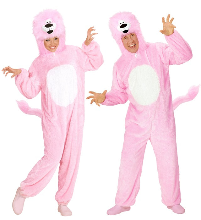 PINK LION IN SOFT PLUSH" (HOODED JUMPSUITWITH MASK)
