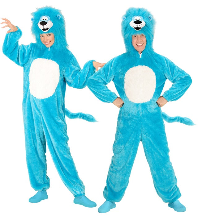 AZURE LION IN SOFT PLUSH" (HOODED JUMPSUIT WITH MASK)