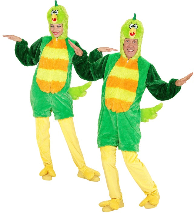 GREEN BIRD IN SOFT PLUSH" (HOODED JUMPSUIT WITH MASK)