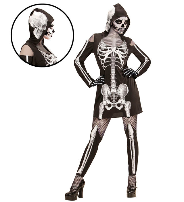 SKELETON" (HOODED DRESS, THIGH HIGH LEGGINGS)