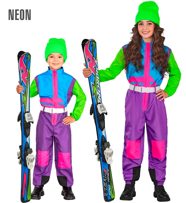 “NEON PURPLE-AZURE-GREEN SKI SUIT" (OVERALLS, BELT)