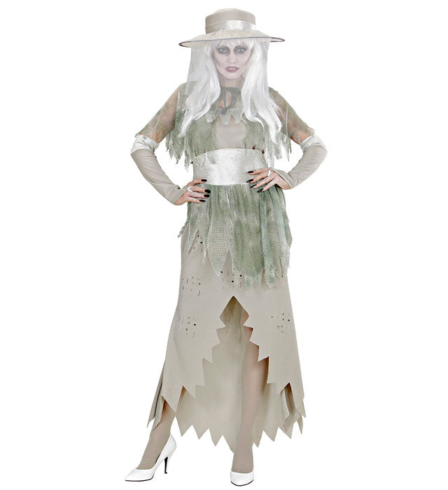 GHOSTLY LADY" (DRESS, HAT, CAPELET, BELT, GLOVES)